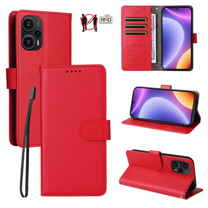 Litchi Texture RFID Blocking 3-Card Wallet Leather Phone Case, For Redmi K70E, For Redmi Note 13 Pro 5G / Poco X6 5G, For Redmi Note 13 5G, For Redmi Note 13 Pro+ 5G, For Redmi 12 4G / 5G / Note 12R, For Redmi Note 12 Turbo / Poco F5                   ...