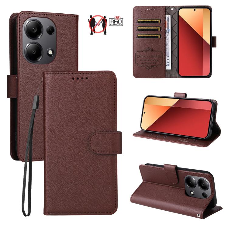 Litchi Texture RFID Blocking 3-Card Wallet Leather Phone Case, For Redmi Turbo 4 Pro 5G / Poco F7 5G, For Redmi A5 4G EU 173.3mm, For Redmi A5 4G Global 171.7mm, For Redmi Note 14S / 13 Pro 4G Global, For Redmi K80 Pro / Poco F7 Ultra                  ...