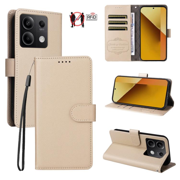 Litchi Texture RFID Blocking 3-Card Wallet Leather Phone Case, For Redmi K70E, For Redmi Note 13 Pro 5G / Poco X6 5G, For Redmi Note 13 5G, For Redmi Note 13 Pro+ 5G, For Redmi 12 4G / 5G / Note 12R, For Redmi Note 12 Turbo / Poco F5                   ...