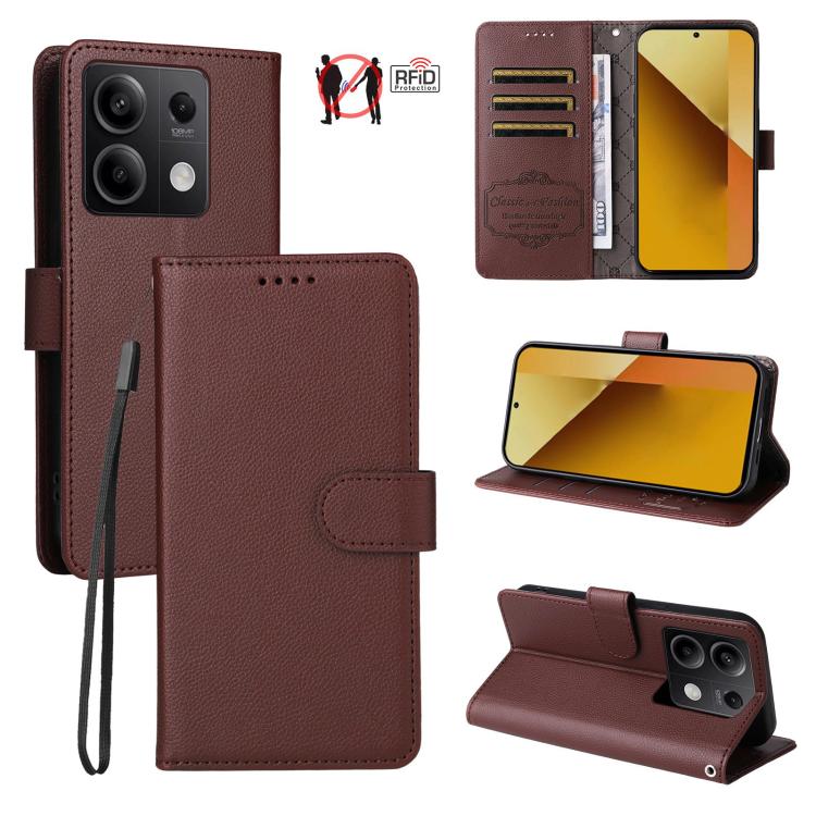 Litchi Texture RFID Blocking 3-Card Wallet Leather Phone Case, For Redmi K70E, For Redmi Note 13 Pro 5G / Poco X6 5G, For Redmi Note 13 5G, For Redmi Note 13 Pro+ 5G, For Redmi 12 4G / 5G / Note 12R, For Redmi Note 12 Turbo / Poco F5                   ...