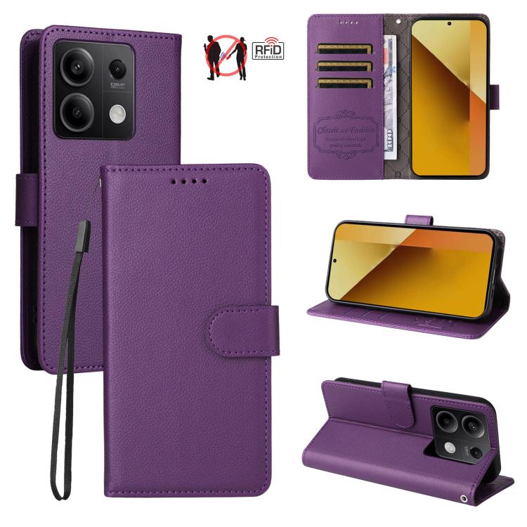 Litchi Texture RFID Blocking 3-Card Wallet Leather Phone Case, For Redmi K70E, For Redmi Note 13 Pro 5G / Poco X6 5G, For Redmi Note 13 5G, For Redmi Note 13 Pro+ 5G, For Redmi 12 4G / 5G / Note 12R, For Redmi Note 12 Turbo / Poco F5                   ...