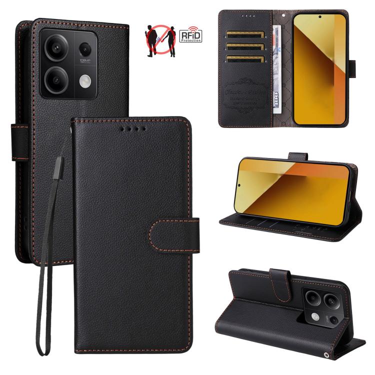 Litchi Texture RFID Blocking 3-Card Wallet Leather Phone Case, For Redmi K70E, For Redmi Note 13 Pro 5G / Poco X6 5G, For Redmi Note 13 5G, For Redmi Note 13 Pro+ 5G, For Redmi 12 4G / 5G / Note 12R, For Redmi Note 12 Turbo / Poco F5                   ...