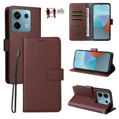 Litchi Texture RFID Blocking 3-Card Wallet Leather Phone Case, For Redmi K70E, For Redmi Note 13 Pro 5G / Poco X6 5G, For Redmi Note 13 5G, For Redmi Note 13 Pro+ 5G, For Redmi 12 4G / 5G / Note 12R, For Redmi Note 12 Turbo / Poco F5                   ...