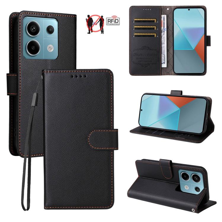 Litchi Texture RFID Blocking 3-Card Wallet Leather Phone Case, For Redmi K70E, For Redmi Note 13 Pro 5G / Poco X6 5G, For Redmi Note 13 5G, For Redmi Note 13 Pro+ 5G, For Redmi 12 4G / 5G / Note 12R, For Redmi Note 12 Turbo / Poco F5                   ...