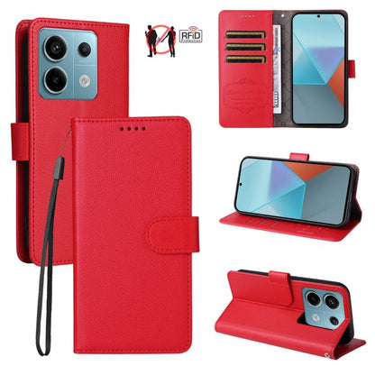 Litchi Texture RFID Blocking 3-Card Wallet Leather Phone Case, For Redmi K70E, For Redmi Note 13 Pro 5G / Poco X6 5G, For Redmi Note 13 5G, For Redmi Note 13 Pro+ 5G, For Redmi 12 4G / 5G / Note 12R, For Redmi Note 12 Turbo / Poco F5                   ...