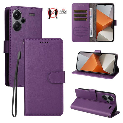 Litchi Texture RFID Blocking 3-Card Wallet Leather Phone Case, For Redmi K70E, For Redmi Note 13 Pro 5G / Poco X6 5G, For Redmi Note 13 5G, For Redmi Note 13 Pro+ 5G, For Redmi 12 4G / 5G / Note 12R, For Redmi Note 12 Turbo / Poco F5                   ...