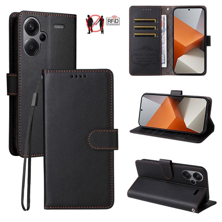 Litchi Texture RFID Blocking 3-Card Wallet Leather Phone Case, For Redmi K70E, For Redmi Note 13 Pro 5G / Poco X6 5G, For Redmi Note 13 5G, For Redmi Note 13 Pro+ 5G, For Redmi 12 4G / 5G / Note 12R, For Redmi Note 12 Turbo / Poco F5                   ...
