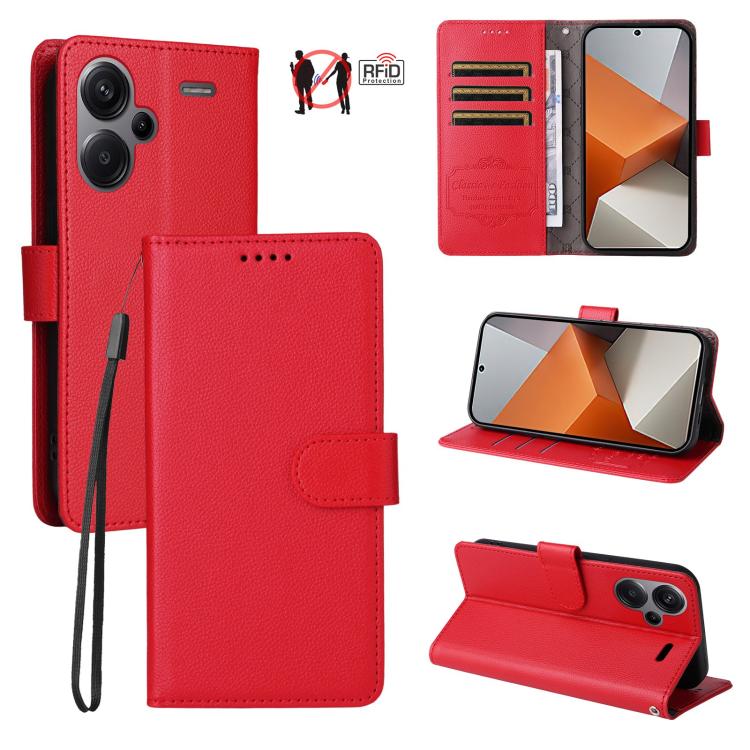 Litchi Texture RFID Blocking 3-Card Wallet Leather Phone Case, For Redmi K70E, For Redmi Note 13 Pro 5G / Poco X6 5G, For Redmi Note 13 5G, For Redmi Note 13 Pro+ 5G, For Redmi 12 4G / 5G / Note 12R, For Redmi Note 12 Turbo / Poco F5                   ...