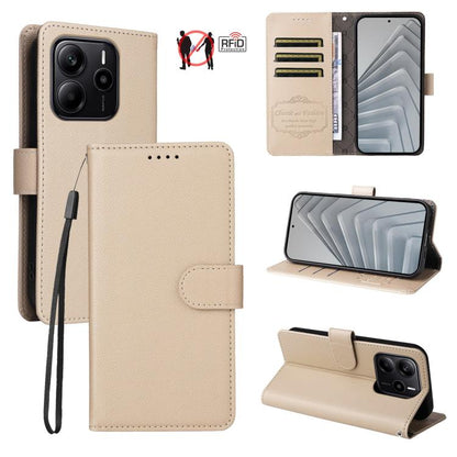 Litchi Texture RFID Blocking 3-Card Wallet Leather Phone Case, For Redmi Turbo 4 Pro 5G / Poco F7 5G, For Redmi A5 4G EU 173.3mm, For Redmi A5 4G Global 171.7mm, For Redmi Note 14S / 13 Pro 4G Global, For Redmi K80 Pro / Poco F7 Ultra                  ...