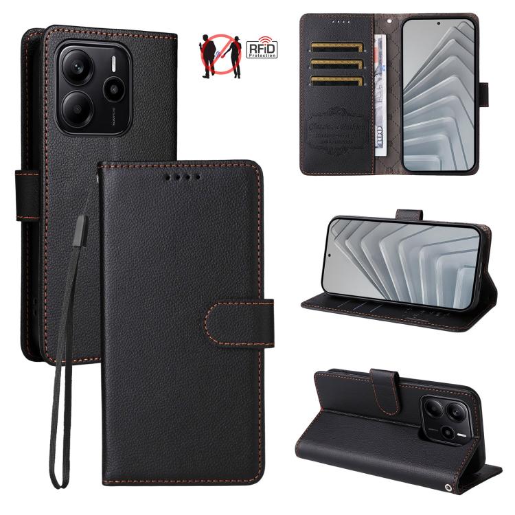 Litchi Texture RFID Blocking 3-Card Wallet Leather Phone Case, For Redmi Turbo 4 Pro 5G / Poco F7 5G, For Redmi A5 4G EU 173.3mm, For Redmi A5 4G Global 171.7mm, For Redmi Note 14S / 13 Pro 4G Global, For Redmi K80 Pro / Poco F7 Ultra                  ...