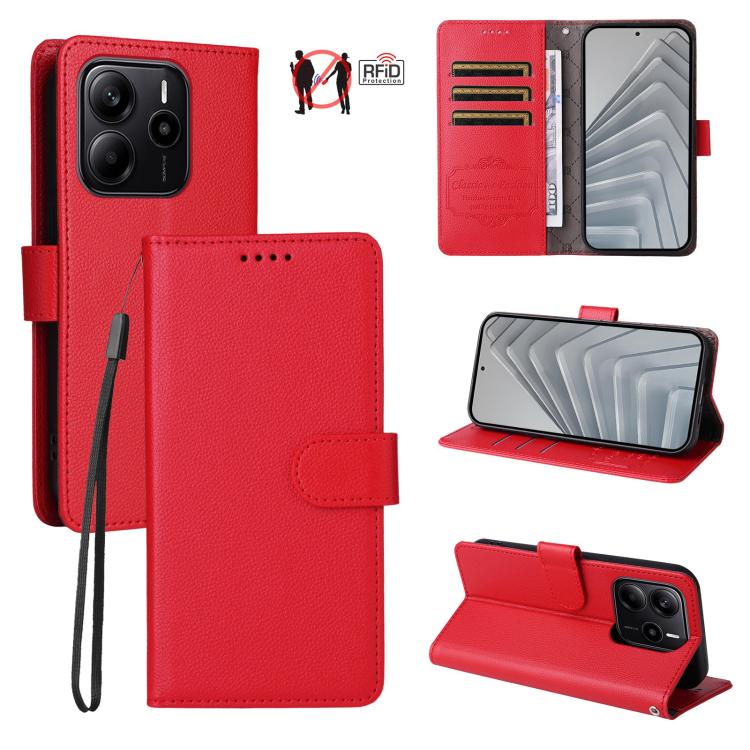 Litchi Texture RFID Blocking 3-Card Wallet Leather Phone Case, For Redmi Turbo 4 Pro 5G / Poco F7 5G, For Redmi A5 4G EU 173.3mm, For Redmi A5 4G Global 171.7mm, For Redmi Note 14S / 13 Pro 4G Global, For Redmi K80 Pro / Poco F7 Ultra                  ...