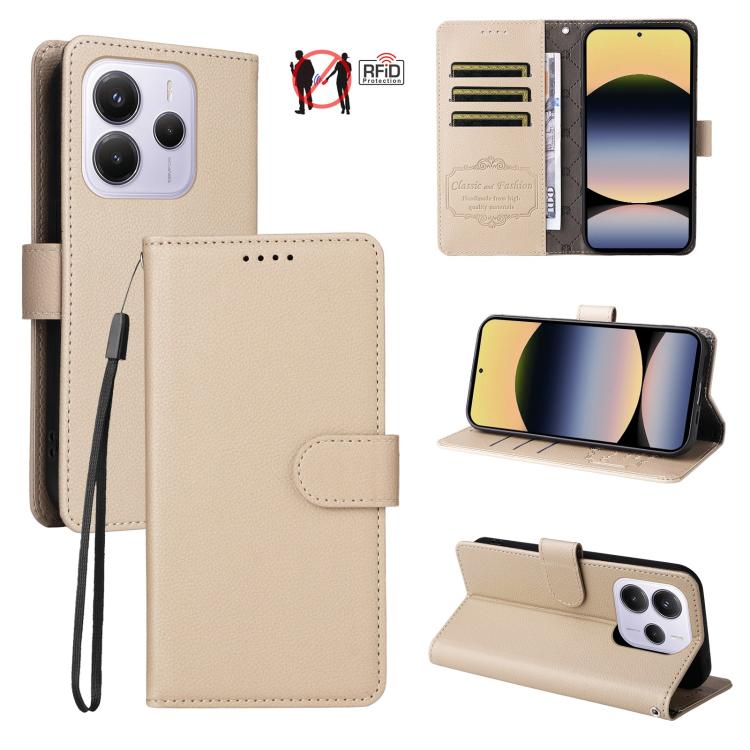 Litchi Texture RFID Blocking 3-Card Wallet Leather Phone Case, For Redmi Turbo 4 Pro 5G / Poco F7 5G, For Redmi A5 4G EU 173.3mm, For Redmi A5 4G Global 171.7mm, For Redmi Note 14S / 13 Pro 4G Global, For Redmi K80 Pro / Poco F7 Ultra                  ...