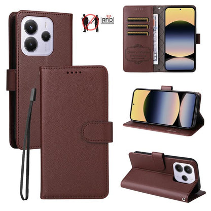 Litchi Texture RFID Blocking 3-Card Wallet Leather Phone Case, For Redmi Turbo 4 Pro 5G / Poco F7 5G, For Redmi A5 4G EU 173.3mm, For Redmi A5 4G Global 171.7mm, For Redmi Note 14S / 13 Pro 4G Global, For Redmi K80 Pro / Poco F7 Ultra                  ...