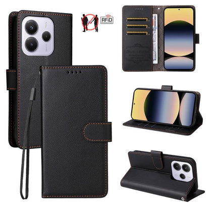 Litchi Texture RFID Blocking 3-Card Wallet Leather Phone Case, For Redmi Turbo 4 Pro 5G / Poco F7 5G, For Redmi A5 4G EU 173.3mm, For Redmi A5 4G Global 171.7mm, For Redmi Note 14S / 13 Pro 4G Global, For Redmi K80 Pro / Poco F7 Ultra                  ...
