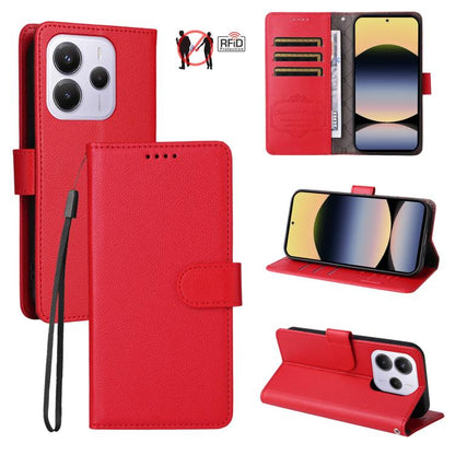 Litchi Texture RFID Blocking 3-Card Wallet Leather Phone Case, For Redmi Turbo 4 Pro 5G / Poco F7 5G, For Redmi A5 4G EU 173.3mm, For Redmi A5 4G Global 171.7mm, For Redmi Note 14S / 13 Pro 4G Global, For Redmi K80 Pro / Poco F7 Ultra                  ...
