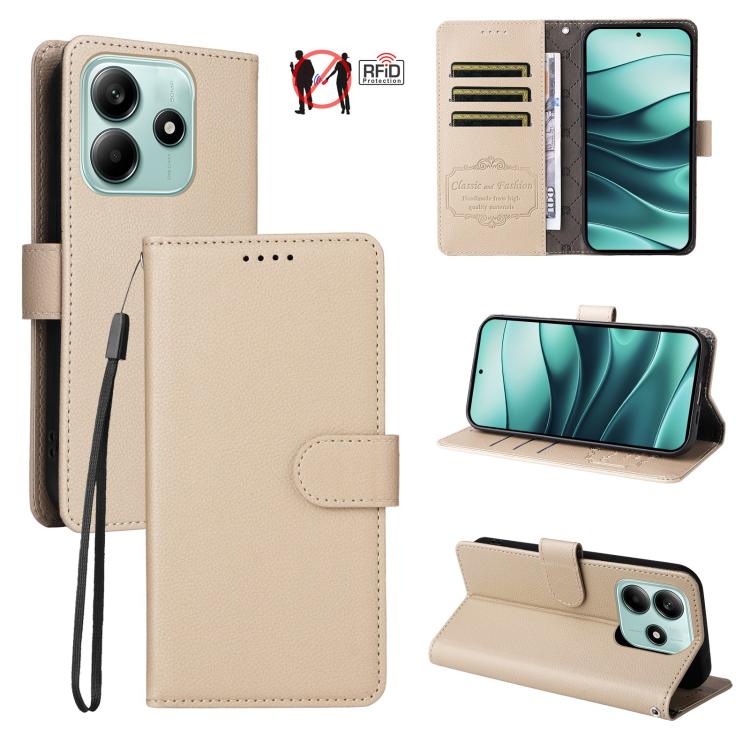 Litchi Texture RFID Blocking 3-Card Wallet Leather Phone Case, For Redmi Turbo 4 Pro 5G / Poco F7 5G, For Redmi A5 4G EU 173.3mm, For Redmi A5 4G Global 171.7mm, For Redmi Note 14S / 13 Pro 4G Global, For Redmi K80 Pro / Poco F7 Ultra                  ...