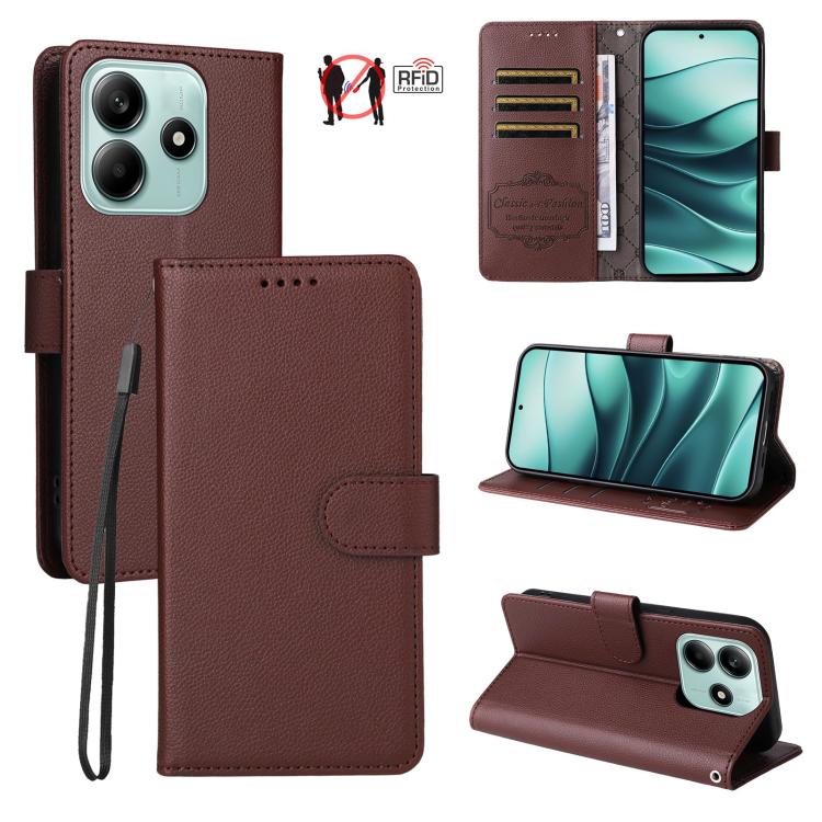 Litchi Texture RFID Blocking 3-Card Wallet Leather Phone Case, For Redmi Turbo 4 Pro 5G / Poco F7 5G, For Redmi A5 4G EU 173.3mm, For Redmi A5 4G Global 171.7mm, For Redmi Note 14S / 13 Pro 4G Global, For Redmi K80 Pro / Poco F7 Ultra                  ...
