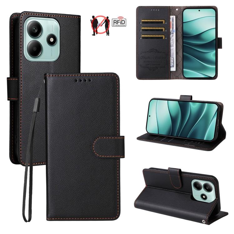 Litchi Texture RFID Blocking 3-Card Wallet Leather Phone Case, For Redmi Turbo 4 Pro 5G / Poco F7 5G, For Redmi A5 4G EU 173.3mm, For Redmi A5 4G Global 171.7mm, For Redmi Note 14S / 13 Pro 4G Global, For Redmi K80 Pro / Poco F7 Ultra                  ...