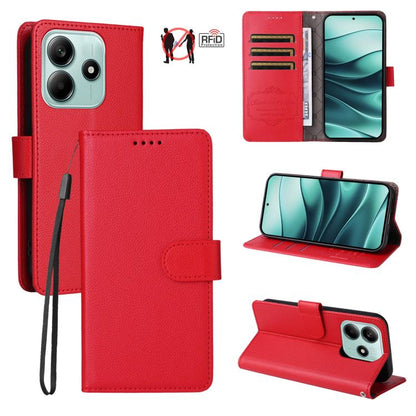 Litchi Texture RFID Blocking 3-Card Wallet Leather Phone Case, For Redmi Turbo 4 Pro 5G / Poco F7 5G, For Redmi A5 4G EU 173.3mm, For Redmi A5 4G Global 171.7mm, For Redmi Note 14S / 13 Pro 4G Global, For Redmi K80 Pro / Poco F7 Ultra                  ...
