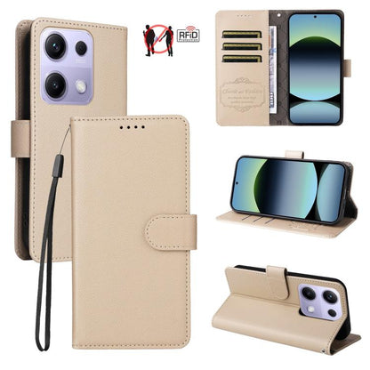 Litchi Texture RFID Blocking 3-Card Wallet Leather Phone Case, For Redmi Turbo 4 Pro 5G / Poco F7 5G, For Redmi A5 4G EU 173.3mm, For Redmi A5 4G Global 171.7mm, For Redmi Note 14S / 13 Pro 4G Global, For Redmi K80 Pro / Poco F7 Ultra                  ...