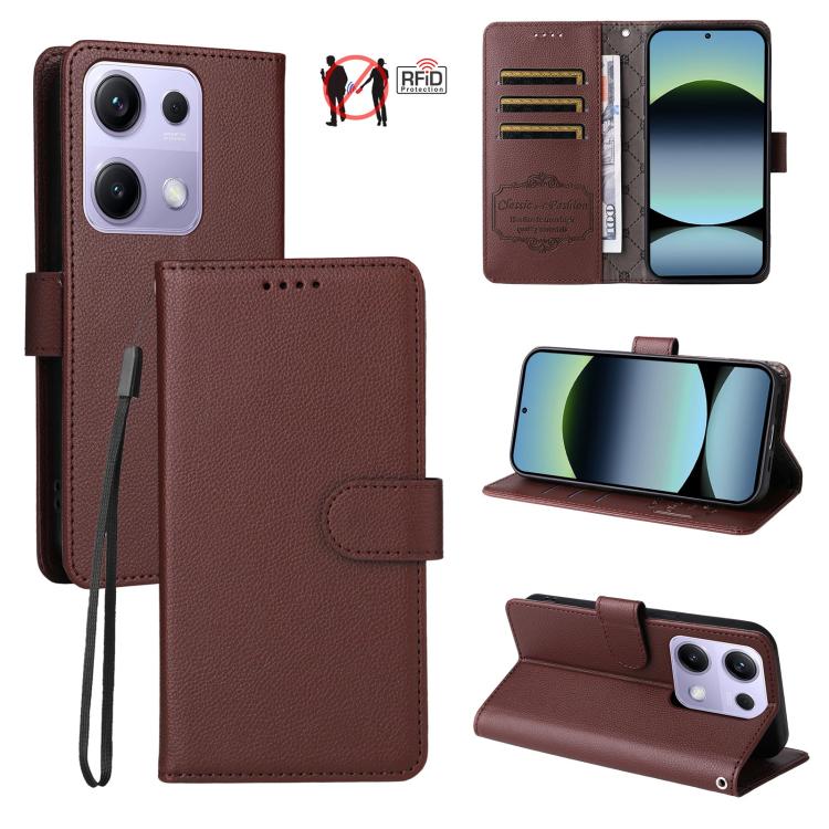 Litchi Texture RFID Blocking 3-Card Wallet Leather Phone Case, For Redmi Turbo 4 Pro 5G / Poco F7 5G, For Redmi A5 4G EU 173.3mm, For Redmi A5 4G Global 171.7mm, For Redmi Note 14S / 13 Pro 4G Global, For Redmi K80 Pro / Poco F7 Ultra                  ...