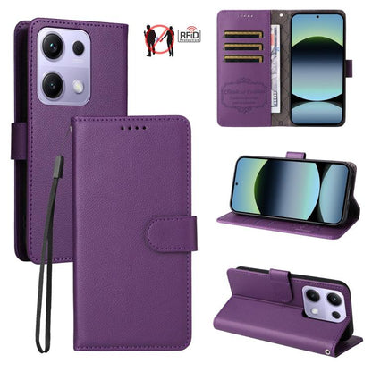 Litchi Texture RFID Blocking 3-Card Wallet Leather Phone Case, For Redmi Turbo 4 Pro 5G / Poco F7 5G, For Redmi A5 4G EU 173.3mm, For Redmi A5 4G Global 171.7mm, For Redmi Note 14S / 13 Pro 4G Global, For Redmi K80 Pro / Poco F7 Ultra                  ...