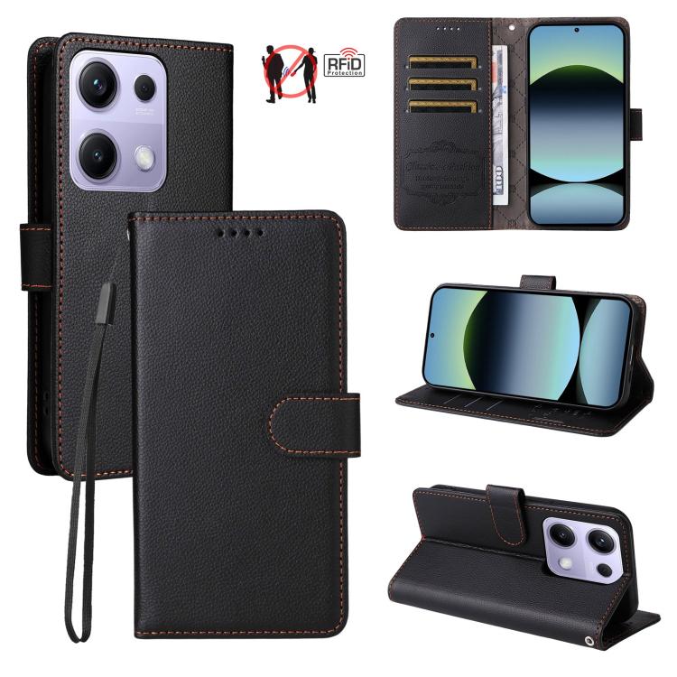 Litchi Texture RFID Blocking 3-Card Wallet Leather Phone Case, For Redmi Turbo 4 Pro 5G / Poco F7 5G, For Redmi A5 4G EU 173.3mm, For Redmi A5 4G Global 171.7mm, For Redmi Note 14S / 13 Pro 4G Global, For Redmi K80 Pro / Poco F7 Ultra                  ...