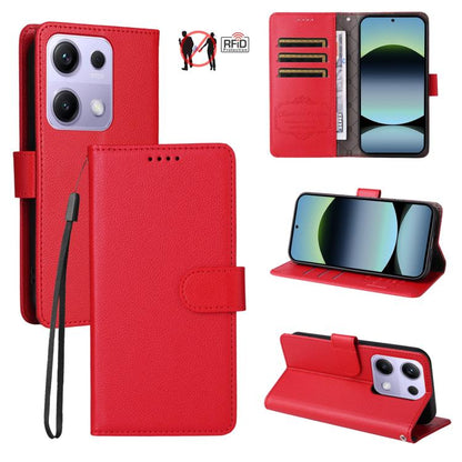 Litchi Texture RFID Blocking 3-Card Wallet Leather Phone Case, For Redmi Turbo 4 Pro 5G / Poco F7 5G, For Redmi A5 4G EU 173.3mm, For Redmi A5 4G Global 171.7mm, For Redmi Note 14S / 13 Pro 4G Global, For Redmi K80 Pro / Poco F7 Ultra                  ...