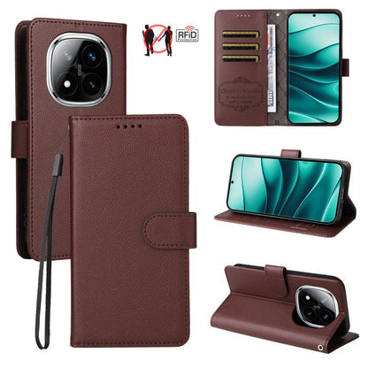 Litchi Texture RFID Blocking 3-Card Wallet Leather Phone Case, For Redmi Turbo 4 Pro 5G / Poco F7 5G, For Redmi A5 4G EU 173.3mm, For Redmi A5 4G Global 171.7mm, For Redmi Note 14S / 13 Pro 4G Global, For Redmi K80 Pro / Poco F7 Ultra                  ...