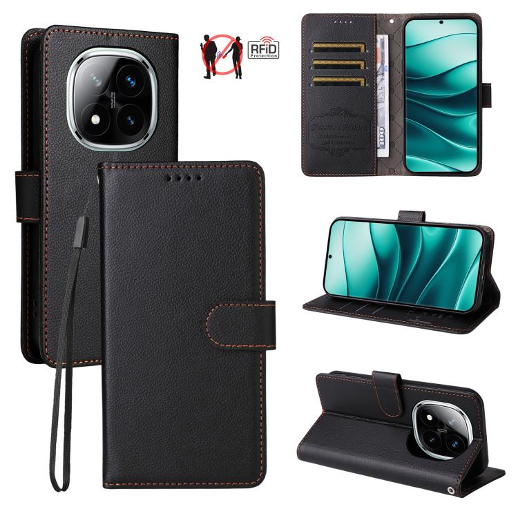 Litchi Texture RFID Blocking 3-Card Wallet Leather Phone Case, For Redmi Turbo 4 Pro 5G / Poco F7 5G, For Redmi A5 4G EU 173.3mm, For Redmi A5 4G Global 171.7mm, For Redmi Note 14S / 13 Pro 4G Global, For Redmi K80 Pro / Poco F7 Ultra                  ...