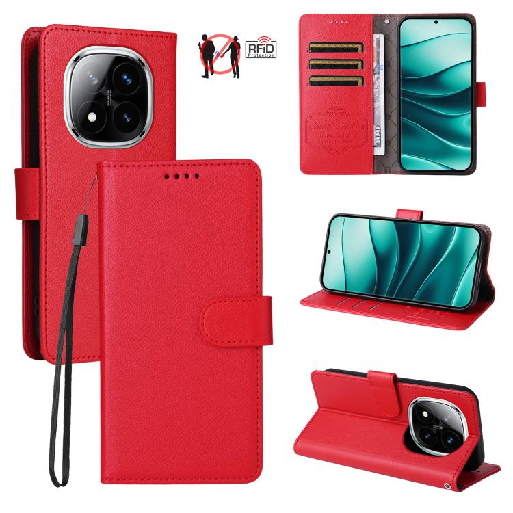 Litchi Texture RFID Blocking 3-Card Wallet Leather Phone Case, For Redmi Turbo 4 Pro 5G / Poco F7 5G, For Redmi A5 4G EU 173.3mm, For Redmi A5 4G Global 171.7mm, For Redmi Note 14S / 13 Pro 4G Global, For Redmi K80 Pro / Poco F7 Ultra                  ...