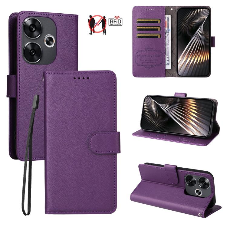 Litchi Texture RFID Blocking 3-Card Wallet Leather Phone Case, For Redmi Turbo 4 Pro 5G / Poco F7 5G, For Redmi A5 4G EU 173.3mm, For Redmi A5 4G Global 171.7mm, For Redmi Note 14S / 13 Pro 4G Global, For Redmi K80 Pro / Poco F7 Ultra                  ...