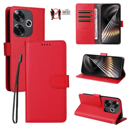Litchi Texture RFID Blocking 3-Card Wallet Leather Phone Case, For Redmi Turbo 4 Pro 5G / Poco F7 5G, For Redmi A5 4G EU 173.3mm, For Redmi A5 4G Global 171.7mm, For Redmi Note 14S / 13 Pro 4G Global, For Redmi K80 Pro / Poco F7 Ultra                  ...