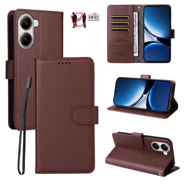 Litchi Texture RFID Blocking 3-Card Wallet Leather Phone Case, For Redmi Turbo 4 Pro 5G / Poco F7 5G, For Redmi A5 4G EU 173.3mm, For Redmi A5 4G Global 171.7mm, For Redmi Note 14S / 13 Pro 4G Global, For Redmi K80 Pro / Poco F7 Ultra                  ...