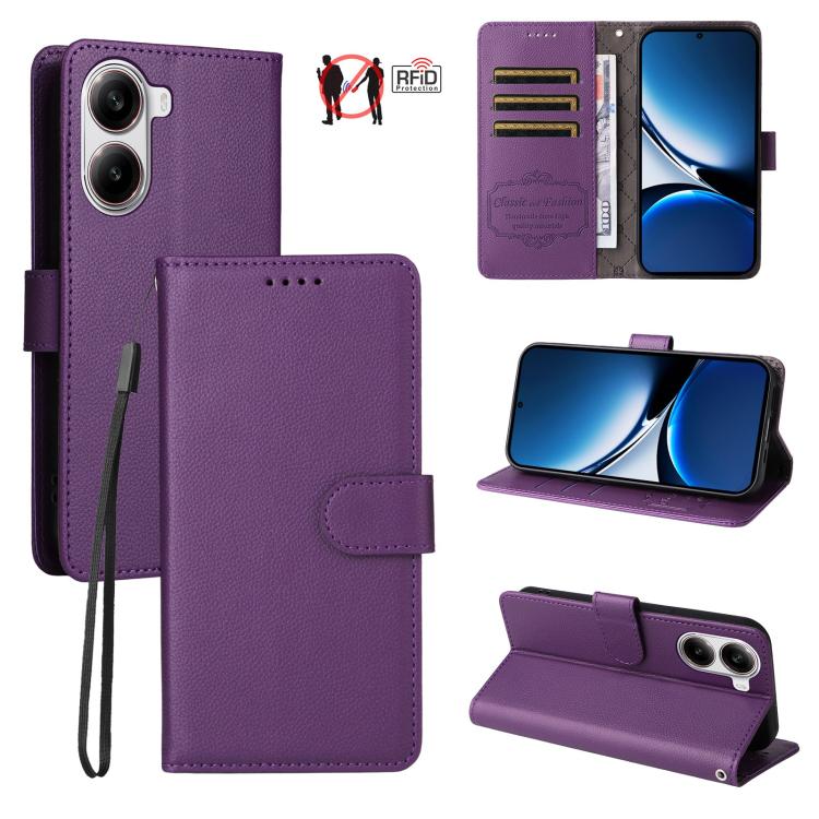 Litchi Texture RFID Blocking 3-Card Wallet Leather Phone Case, For Redmi Turbo 4 Pro 5G / Poco F7 5G, For Redmi A5 4G EU 173.3mm, For Redmi A5 4G Global 171.7mm, For Redmi Note 14S / 13 Pro 4G Global, For Redmi K80 Pro / Poco F7 Ultra                  ...