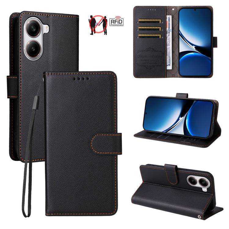 Litchi Texture RFID Blocking 3-Card Wallet Leather Phone Case, For Redmi Turbo 4 Pro 5G / Poco F7 5G, For Redmi A5 4G EU 173.3mm, For Redmi A5 4G Global 171.7mm, For Redmi Note 14S / 13 Pro 4G Global, For Redmi K80 Pro / Poco F7 Ultra                  ...