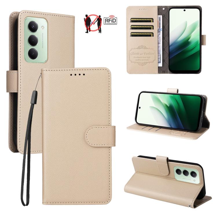 Litchi Texture RFID Blocking 3-Card Wallet Leather Phone Case, For Redmi Note 17 5G / 4G Global 169.7mm, For Redmi 17C 5G, For Redmi Note 17 Pro+ 5G Global 163.4mm, For Redmi 17 5G / 4G Global 170mm, For Redmi K90 Max 5G / K90 Ultra 5G, For Redmi 15a 5...