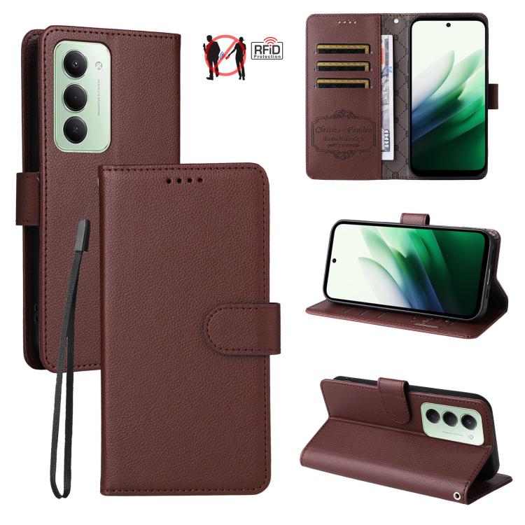 Litchi Texture RFID Blocking 3-Card Wallet Leather Phone Case, For Redmi Note 17 5G / 4G Global 169.7mm, For Redmi 17C 5G, For Redmi Note 17 Pro+ 5G Global 163.4mm, For Redmi 17 5G / 4G Global 170mm, For Redmi K90 Max 5G / K90 Ultra 5G, For Redmi 15a 5...