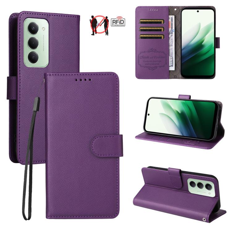 Litchi Texture RFID Blocking 3-Card Wallet Leather Phone Case, For Redmi Note 17 5G / 4G Global 169.7mm, For Redmi 17C 5G, For Redmi Note 17 Pro+ 5G Global 163.4mm, For Redmi 17 5G / 4G Global 170mm, For Redmi K90 Max 5G / K90 Ultra 5G, For Redmi 15a 5...