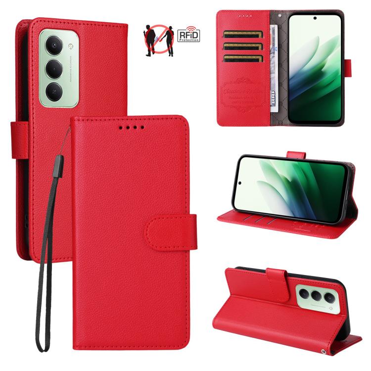Litchi Texture RFID Blocking 3-Card Wallet Leather Phone Case, For Redmi Note 17 5G / 4G Global 169.7mm, For Redmi 17C 5G, For Redmi Note 17 Pro+ 5G Global 163.4mm, For Redmi 17 5G / 4G Global 170mm, For Redmi K90 Max 5G / K90 Ultra 5G, For Redmi 15a 5...