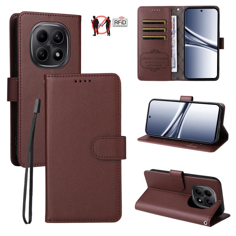 Litchi Texture RFID Blocking 3-Card Wallet Leather Phone Case, For Redmi Note 17 5G / 4G Global 169.7mm, For Redmi 17C 5G, For Redmi Note 17 Pro+ 5G Global 163.4mm, For Redmi 17 5G / 4G Global 170mm, For Redmi K90 Max 5G / K90 Ultra 5G, For Redmi 15a 5...