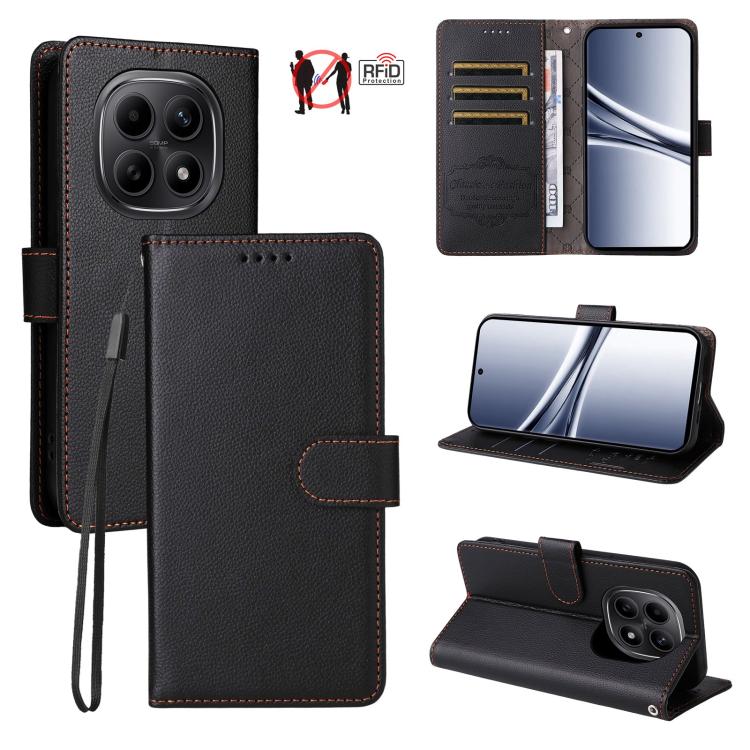 Litchi Texture RFID Blocking 3-Card Wallet Leather Phone Case, For Redmi Note 17 5G / 4G Global 169.7mm, For Redmi 17C 5G, For Redmi Note 17 Pro+ 5G Global 163.4mm, For Redmi 17 5G / 4G Global 170mm, For Redmi K90 Max 5G / K90 Ultra 5G, For Redmi 15a 5...