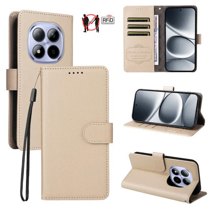 Litchi Texture RFID Blocking 3-Card Wallet Leather Phone Case, For Redmi Note 17 5G / 4G Global 169.7mm, For Redmi 17C 5G, For Redmi Note 17 Pro+ 5G Global 163.4mm, For Redmi 17 5G / 4G Global 170mm, For Redmi K90 Max 5G / K90 Ultra 5G, For Redmi 15a 5...