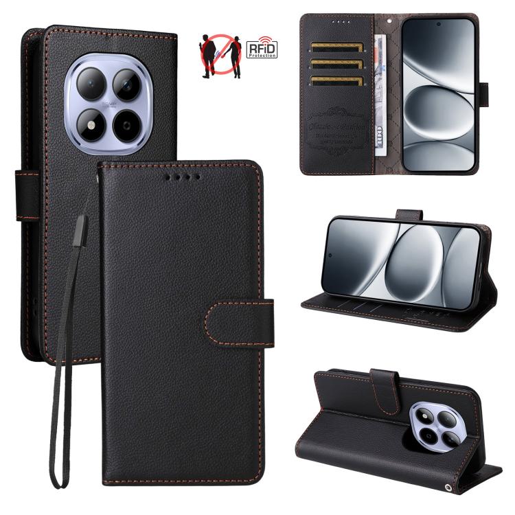 Litchi Texture RFID Blocking 3-Card Wallet Leather Phone Case, For Redmi Note 17 5G / 4G Global 169.7mm, For Redmi 17C 5G, For Redmi Note 17 Pro+ 5G Global 163.4mm, For Redmi 17 5G / 4G Global 170mm, For Redmi K90 Max 5G / K90 Ultra 5G, For Redmi 15a 5...