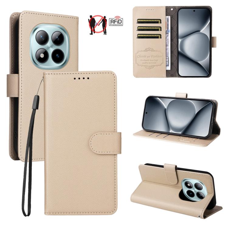 Litchi Texture RFID Blocking 3-Card Wallet Leather Phone Case, For Redmi Note 17 5G / 4G Global 169.7mm, For Redmi 17C 5G, For Redmi Note 17 Pro+ 5G Global 163.4mm, For Redmi 17 5G / 4G Global 170mm, For Redmi K90 Max 5G / K90 Ultra 5G, For Redmi 15a 5...
