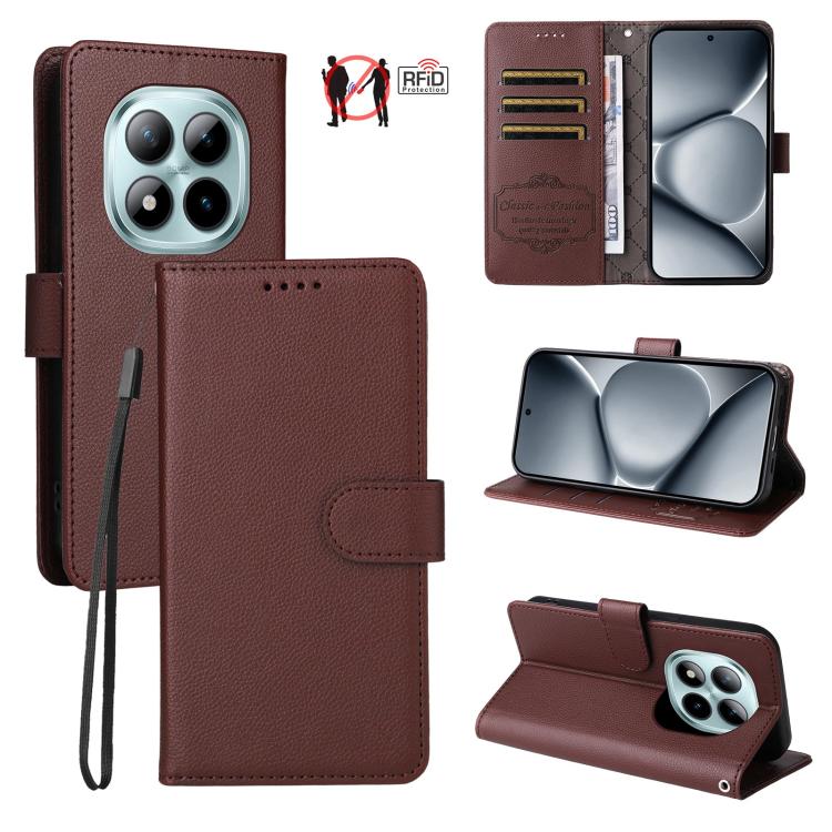 Litchi Texture RFID Blocking 3-Card Wallet Leather Phone Case, For Redmi Note 17 5G / 4G Global 169.7mm, For Redmi 17C 5G, For Redmi Note 17 Pro+ 5G Global 163.4mm, For Redmi 17 5G / 4G Global 170mm, For Redmi K90 Max 5G / K90 Ultra 5G, For Redmi 15a 5...