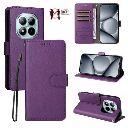Litchi Texture RFID Blocking 3-Card Wallet Leather Phone Case, For Redmi Note 17 5G / 4G Global 169.7mm, For Redmi 17C 5G, For Redmi Note 17 Pro+ 5G Global 163.4mm, For Redmi 17 5G / 4G Global 170mm, For Redmi K90 Max 5G / K90 Ultra 5G, For Redmi 15a 5...