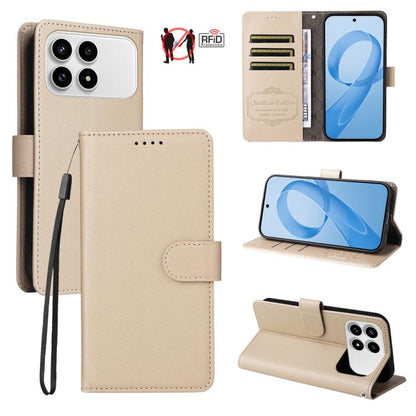 Litchi Texture RFID Blocking 3-Card Wallet Leather Phone Case, For Redmi Note 17 5G / 4G Global 169.7mm, For Redmi 17C 5G, For Redmi Note 17 Pro+ 5G Global 163.4mm, For Redmi 17 5G / 4G Global 170mm, For Redmi K90 Max 5G / K90 Ultra 5G, For Redmi 15a 5...