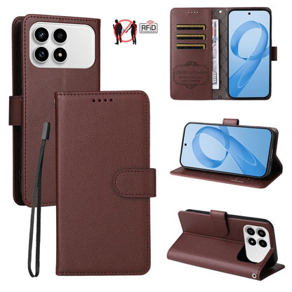 Litchi Texture RFID Blocking 3-Card Wallet Leather Phone Case, For Redmi Note 17 5G / 4G Global 169.7mm, For Redmi 17C 5G, For Redmi Note 17 Pro+ 5G Global 163.4mm, For Redmi 17 5G / 4G Global 170mm, For Redmi K90 Max 5G / K90 Ultra 5G, For Redmi 15a 5...