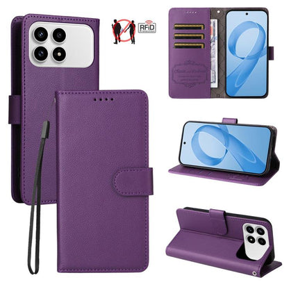 Litchi Texture RFID Blocking 3-Card Wallet Leather Phone Case, For Redmi Note 17 5G / 4G Global 169.7mm, For Redmi 17C 5G, For Redmi Note 17 Pro+ 5G Global 163.4mm, For Redmi 17 5G / 4G Global 170mm, For Redmi K90 Max 5G / K90 Ultra 5G, For Redmi 15a 5...